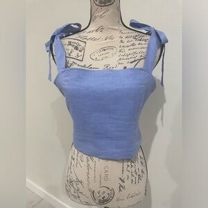 Rachel Zoe Blue Sleeveless Crop Tank Top